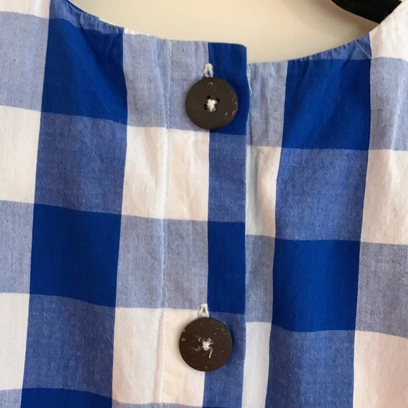 Anthropologie Blue Gingham Ruffle Sleeve Blouse Cottagecore Top Size Small - Picture 6 of 6